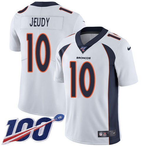 Nike Broncos #10 Jerry Jeudy White Youth Stitched NFL 100th Season Vapor Untouchable Limited Jersey